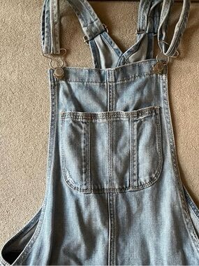 Light Wash Denim Overalls - Front Pocket